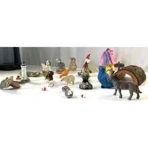 Fairy Garden Lot Gnome Moss Animals Mushroom Bird House Bunny Gem Diorama 25 pc